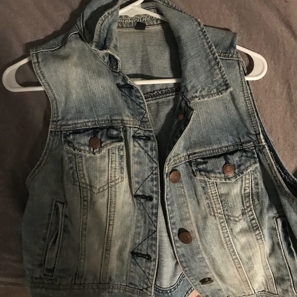 american eagle jean jacket vest